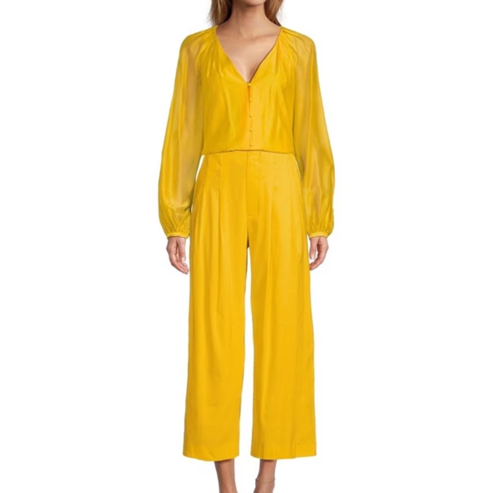 Nordstrom Yellow Jumpsuit with Billowy Sleeves and Cropped Wide-Leg Pants